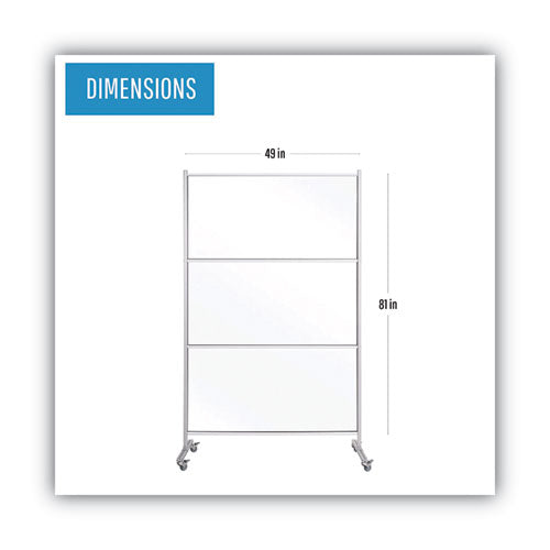 Protector Series Mobile Glass Panel Divider, 49 X 22 X 81, Clear/aluminum
