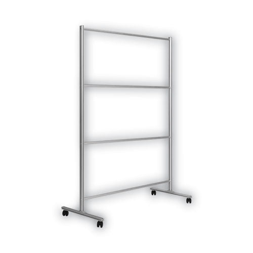 Protector Series Mobile Glass Panel Divider, 49 X 22 X 81, Clear/aluminum