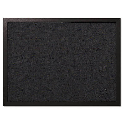 Designer Fabric Bulletin Board, 24 X 18, Black Surface, Black Mdf Wood Frame