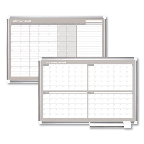 Magnetic Dry Erase Calendar Board, 12 Month, 36 X 24, White Surface, Silver Aluminum Frame