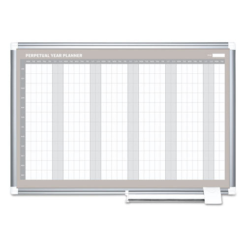 Magnetic Dry Erase Calendar Board, 12 Month, 36 X 24, White Surface, Silver Aluminum Frame