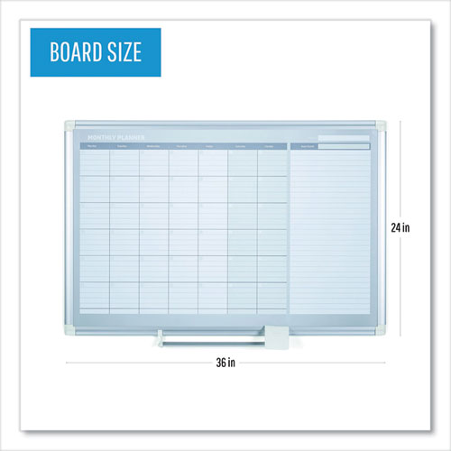 Magnetic Dry Erase Calendar Board, One Month, 36 X 24, White Surface, Silver Aluminum Frame
