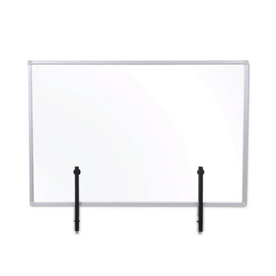 Protector Series Glass Aluminum Desktop Divider, 40.9 X 0.16 X 27.6, Clear
