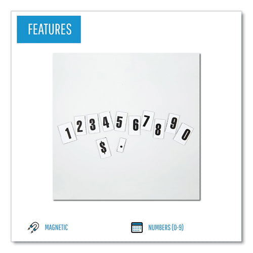 Interchangeable Magnetic Board Accessories, Numbers, Black, 0.75"h