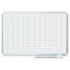 Gridded Magnetic Steel Dry Erase Planning Board, 1 X 2 Grid, 36 X 24, White Surface, Silver Aluminum Frame