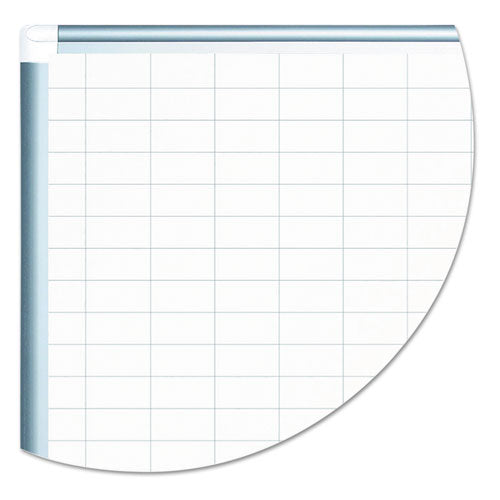 Gridded Magnetic Steel Dry Erase Planning Board, 1 X 2 Grid, 48 X 36, White Surface, Silver Aluminum Frame