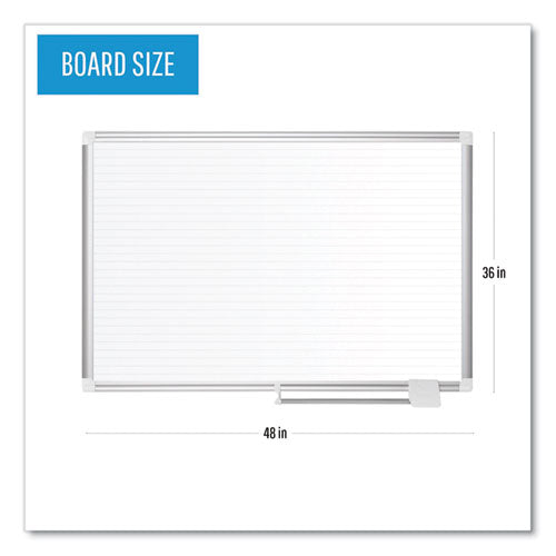 Ruled Magnetic Steel Dry Erase Planning Board, 48 X 36, White Surface, Silver Aluminum Frame