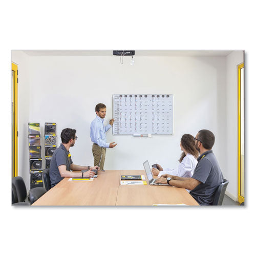 Ruled Magnetic Steel Dry Erase Planning Board, 48 X 36, White Surface, Silver Aluminum Frame