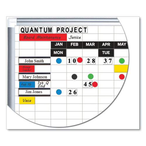 Gridded Magnetic Steel Dry Erase Planning Board, 1 X 2 Grid, 72 X 48, White Surface, Silver Aluminum Frame