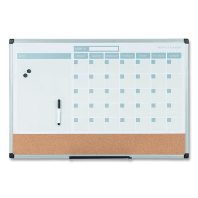 3-in-1 Calendar Planner, 36 X 24, White Surface, Silver Aluminum Frame