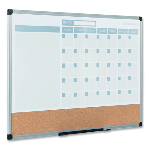 3-in-1 Calendar Planner, 36 X 24, White Surface, Silver Aluminum Frame