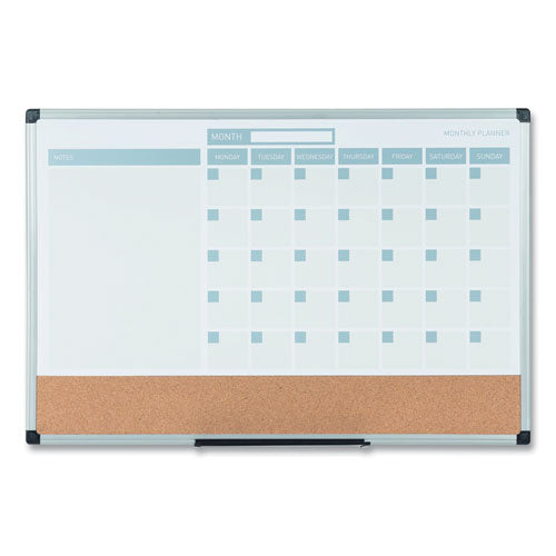 3-in-1 Planner Board, 24 X 18, Natural/white Surface, Silver Aluminum Frame