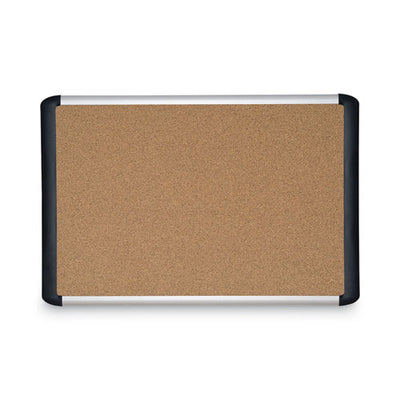 Tech Cork Board, 48 X 36, Tan Surface, Silver/black Aluminum Frame