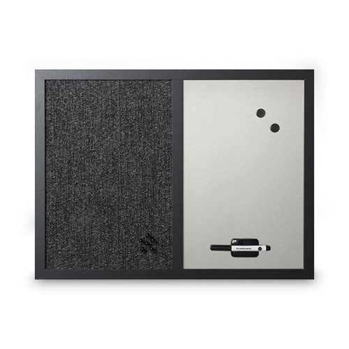 Designer Combo Fabric Bulletin/dry Erase Board, 24 X 18, White/black Surface, Black Mdf Wood Frame