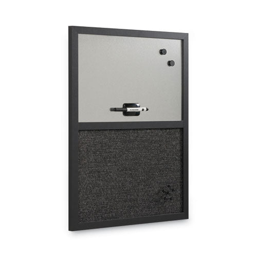 Designer Combo Fabric Bulletin/dry Erase Board, 24 X 18, White/black Surface, Black Mdf Wood Frame