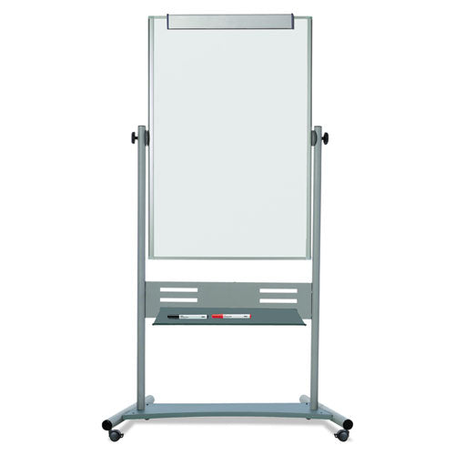 Revolver Easel, 35.4 X 47.2, 80" Tall Easel, Vertical Orientation, White Surface, Silver Aluminum Frame