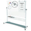 Revolver Easel, 70.8 X 47.2, 80" Tall Easel, Horizontal Orientation, White Surface, Silver Aluminum Frame