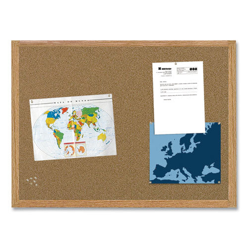 Earth Cork Board, 48 X 36, Natural Surface, Oak Wood Frame