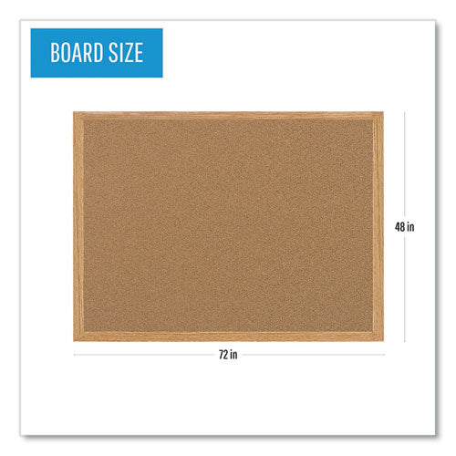 Earth Cork Board, 72 X 48, Natural Surface, Oak Wood Frame