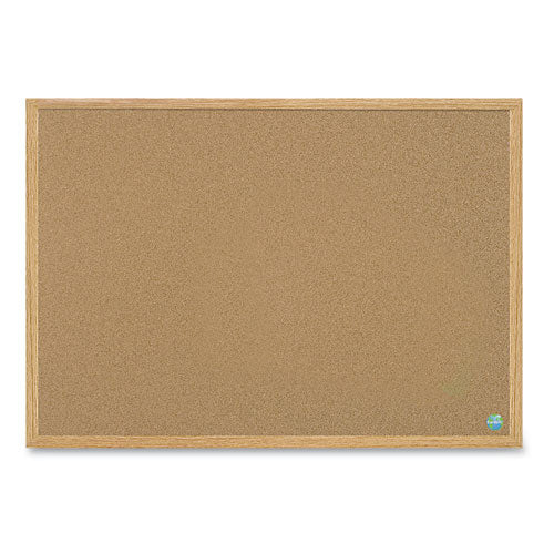 Earth Cork Board, 72 X 48, Natural Surface, Oak Wood Frame