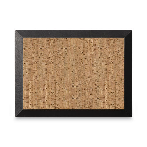 Natural Cork Bulletin Board, 36 X 24, Natural Surface, Black Wood Frame