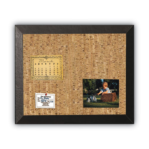 Natural Cork Bulletin Board, 36 X 24, Natural Surface, Black Wood Frame