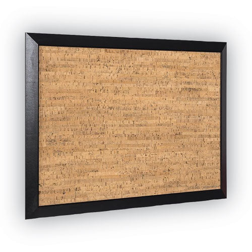 Natural Cork Bulletin Board, 36 X 24, Natural Surface, Black Wood Frame