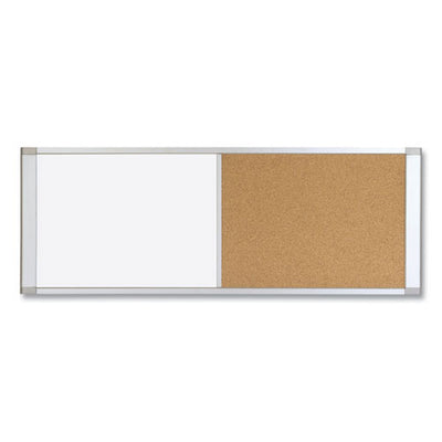 Combo Cubicle Workstation Dry Erase/cork Board, 36 X 18, Natural/white Surface, Aluminum Frame