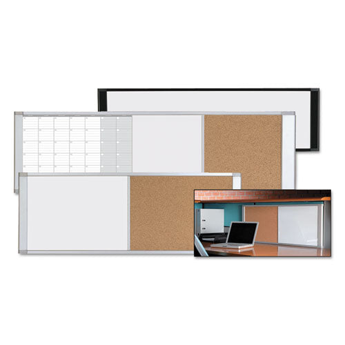 Combo Cubicle Workstation Dry Erase/cork Board, 36 X 18, Natural/white Surface, Aluminum Frame