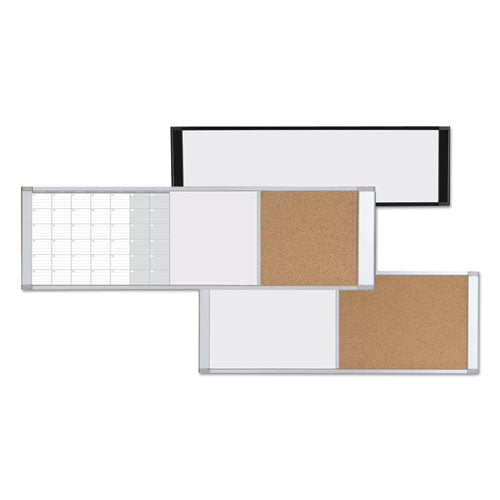 Combo Cubicle Workstation Dry Erase/cork Board, 36 X 18, Natural/white Surface, Aluminum Frame