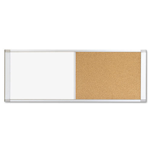 Combo Cubicle Workstation Dry Erase/cork Board, 48 X 18, Natural/white Surface, Aluminum Frame