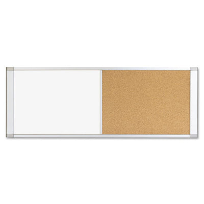 Combo Cubicle Workstation Dry Erase/cork Board, 48 X 18, Natural/white Surface, Aluminum Frame