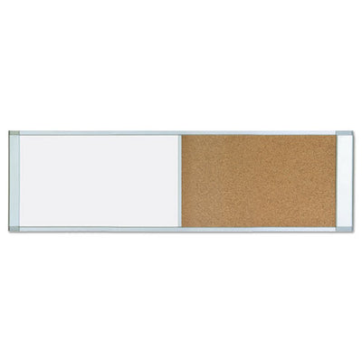 Combo Cubicle Workstation Dry Erase/cork Board, 48 X 18, Natural/white Surface, Aluminum Frame