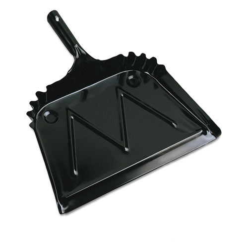Metal Dust Pan, 12 X 14, 2" Handle, 20-gauge Steel, Black, 12/carton