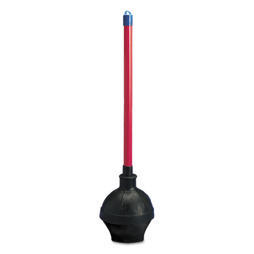 Toilet Plunger, 18" Plastic Handle, 5.63" Dia, Red/black