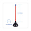 Toilet Plunger, 18" Plastic Handle, 5.63" Dia, Red/black, 6/carton