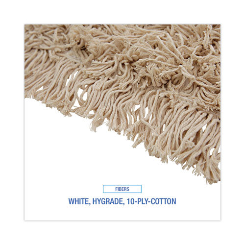 Industrial Dust Mop Head, Hygrade Cotton, 18w X 5d, White