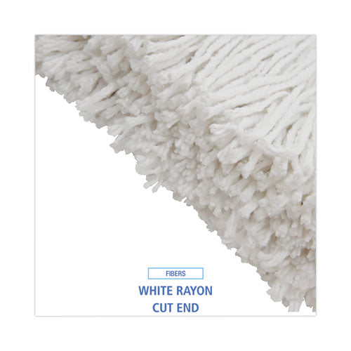 Premium Cut-end Wet Mop Heads, Rayon, 20oz, White, 12/carton