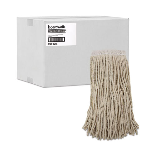 Mop Head, Premium Saddleback Head, Cotton Fiber, 24 Oz, White, 12/carton