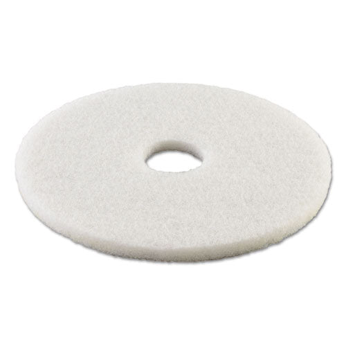 Polishing Floor Pads, 12" Diameter, White, 5/carton