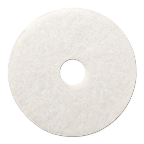 Polishing Floor Pads, 16" Diameter, White, 5/carton