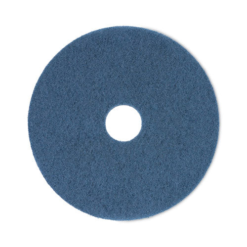 Scrubbing Floor Pads, 17" Diameter, Blue, 5/carton