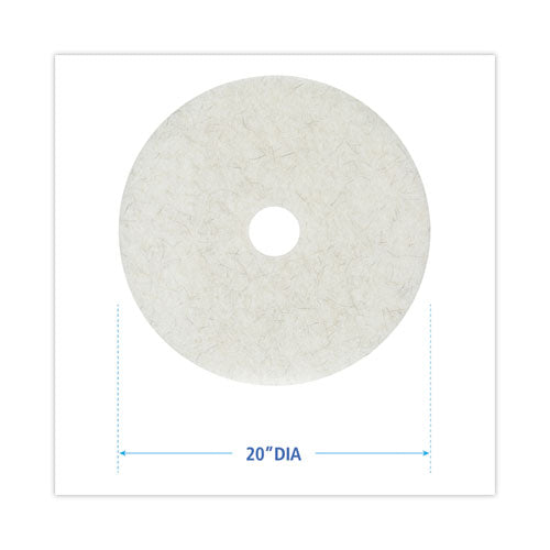 Natural Burnishing Floor Pads, 20" Diameter, White, 5/carton