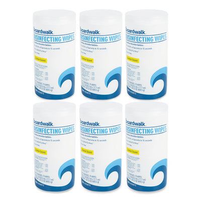 Disinfecting Wipes, 7 X 8, Lemon Scent, 75/canister, 6 Canisters/carton