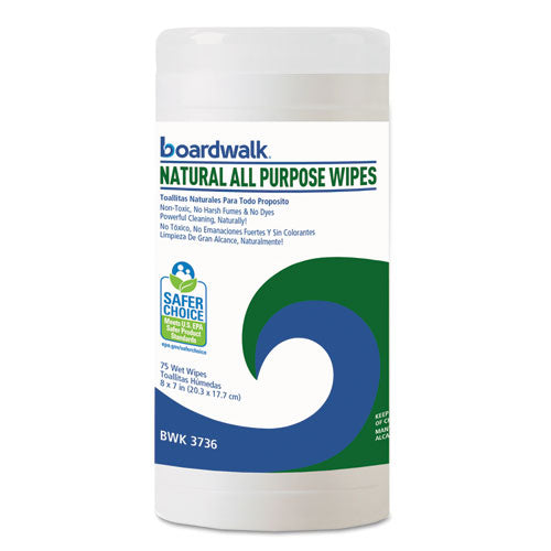 Natural All Purpose Wipes, 7 X 8, Unscented, 75/canister