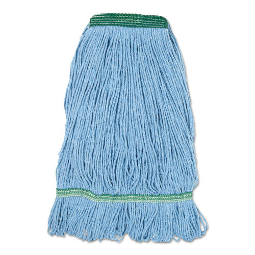Super Loop Wet Mop Head, Cotton/synthetic Fiber, 5" Headband, Medium Size, Blue, 12/carton