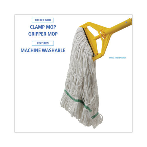 Mop Head, Premium Standard Head, Cotton/rayon Fiber, Medium, White