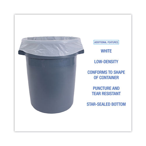 Low Density Repro Can Liners, 55 Gal, 0.63 Mil, 38" X 58", White, 10 Bags/roll, 10 Rolls/carton