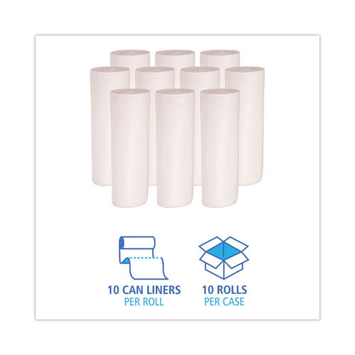Low Density Repro Can Liners, 55 Gal, 0.63 Mil, 38" X 58", White, 10 Bags/roll, 10 Rolls/carton