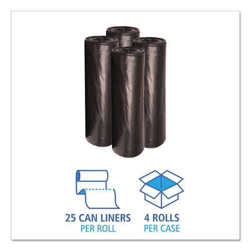 Low Density Repro Can Liners, 56 Gal, 1.6 Mil, 43" X 47", Black, 10 Bags/roll, 10 Rolls/carton